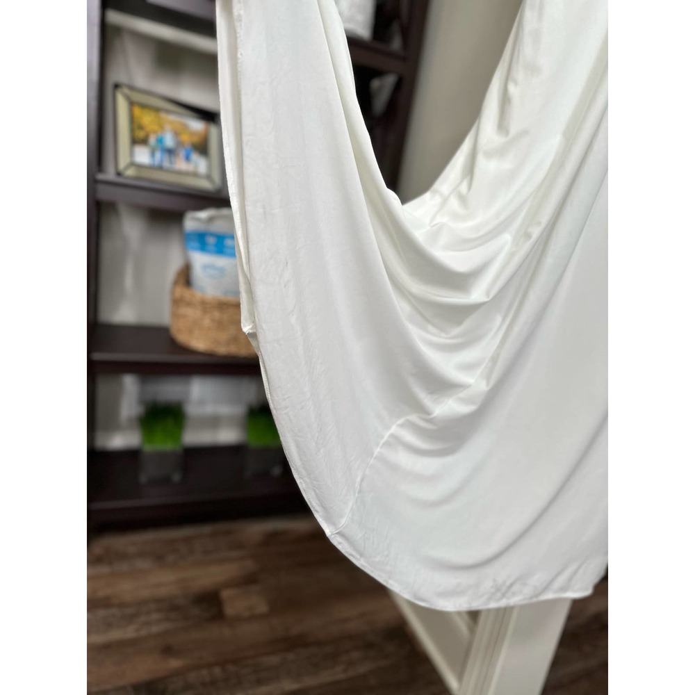 Mac Duggal Embelished Sleeve Jersey Wrap Gown White Size 10 - Picture 8 of 9